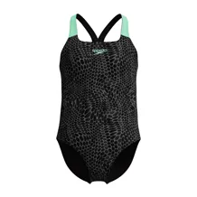 SPEEDO Girls Digital Allover Powerback Swimwear Girl Swimsuit